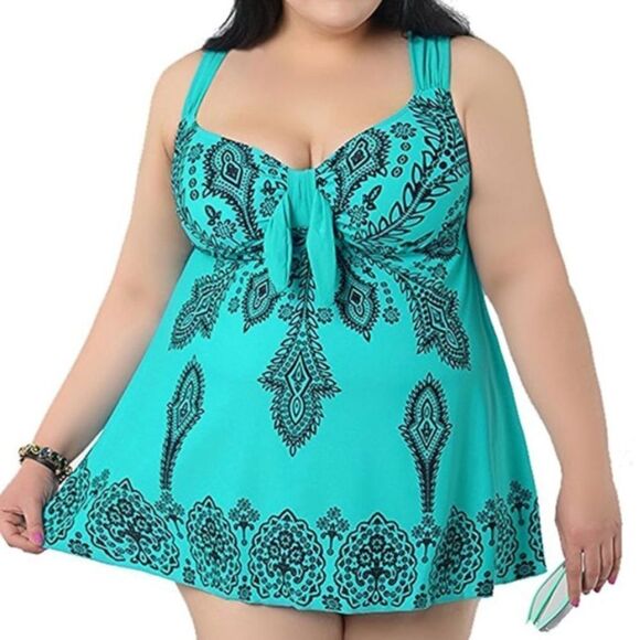 Women’s 2 Piece Plus Sized Swimsuit Tankini Adjustable Straps Size 24 NWT - Picture 12 of 14